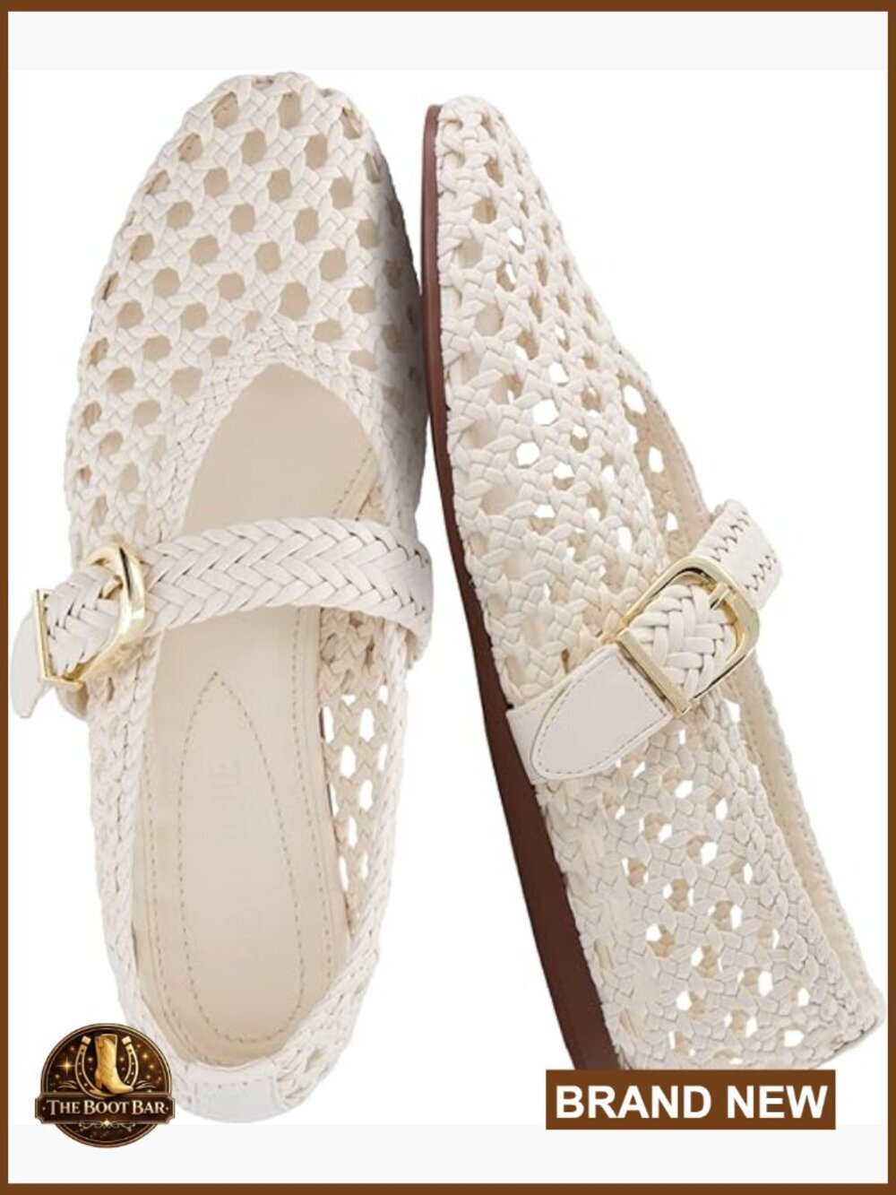 Women's Woven Ballet Flats with Braided Strap & Memory Foam